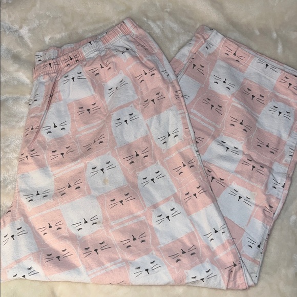 JOE BOXER 🐈  PINK/WHITE/BLACK COTTON FLANNEL PAJAMA LOUNGE PANTS Women’s 1X - Picture 2 of 5